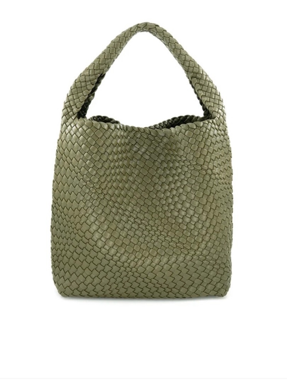 Olive Green Woven Shoulder Bag
